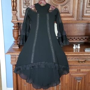 Dark in love black gothic dress stretch M